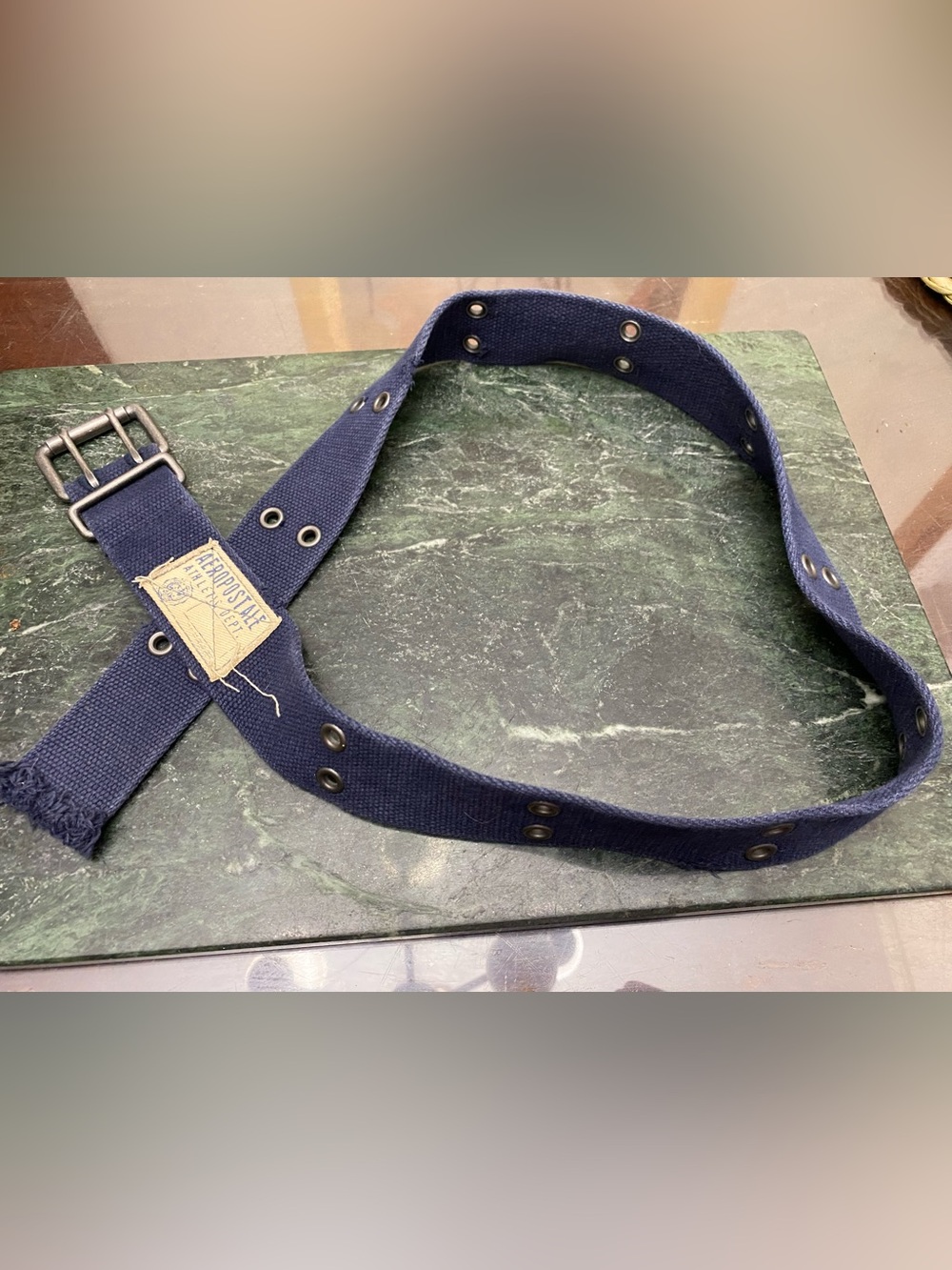 Aeropostale Navy Canvas Adjustable Strap with Grommets